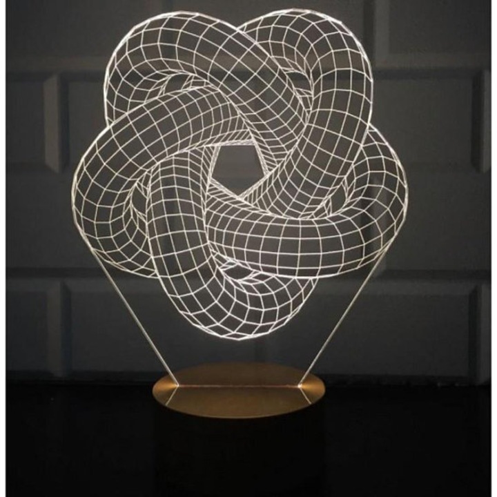 Lampa 3D Torus, Intrahome, din plywood 3mm-4mm, dimensiune 30x30 cm, design personalizat