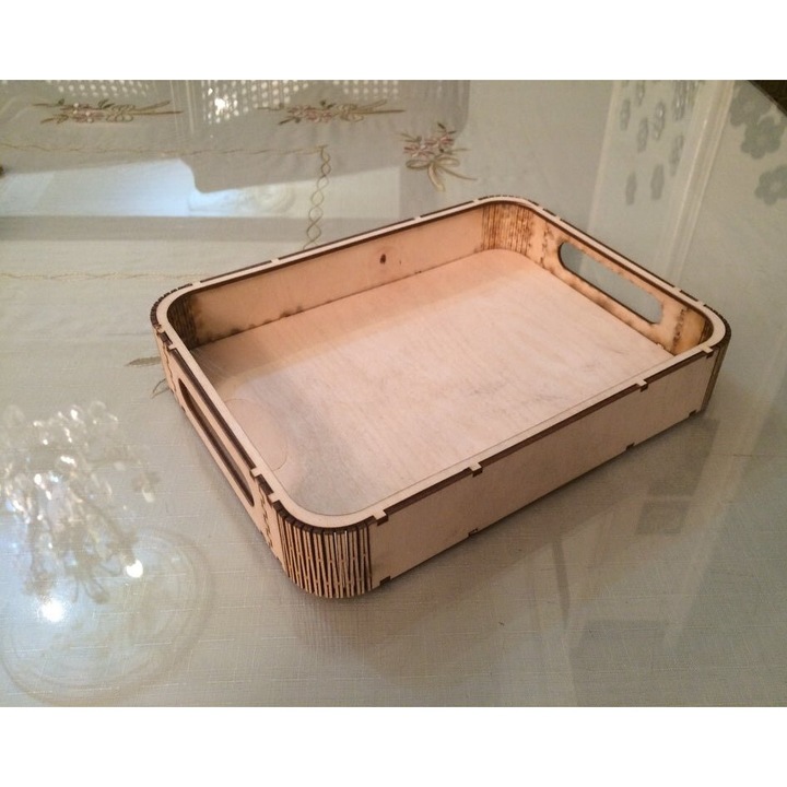 Tava servire set, Intrahome, plywood 3mm-4mm, 30x30cm, natural