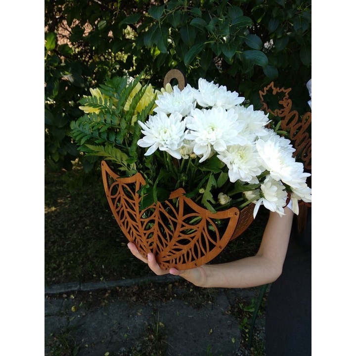 Cos decorativ din plywood, Intrahome, 20x20cm, 3mm-4mm, fabricat in Grecia