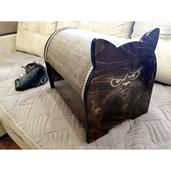 Casuta pentru pisici Lovely Kitten, Intrahome, 40x50 cm, din plywood 3mm-4mm, fabricata in Grecia