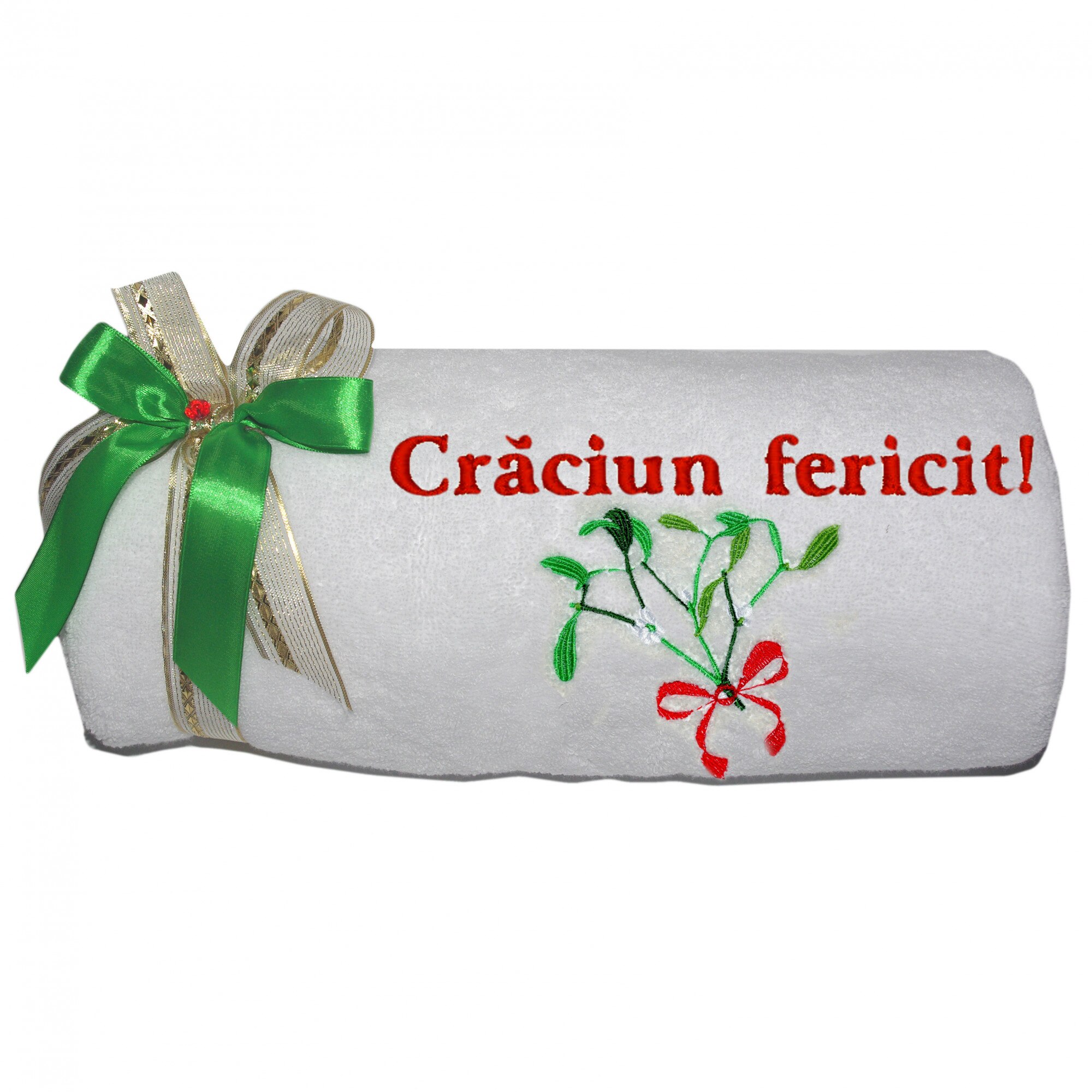Prosop brodat Craciun fericit - cu vasc - 50x90 cm