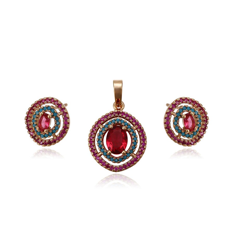 Set Colier plus Cercei placate cu aur 18k si cristale® Violet