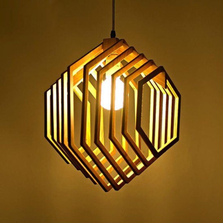 Lampa Intrahome, 30x30 cm, din plywood 3mm-4mm, design personalizat, fabricata in Grecia