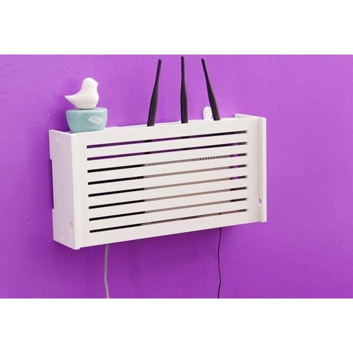 Cutie de depozitare pentru router Wifi, Intrahome, din plywood 3mm-4mm, 30x30cm, design personalizabil