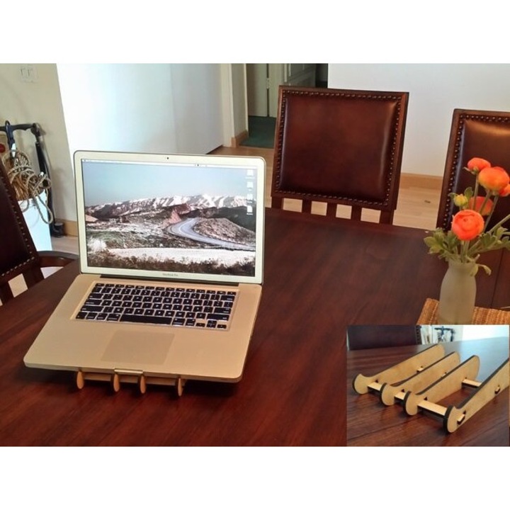 Stand pentru laptop Intrahome, plywood 3mm-4mm, 30x30 cm, design personalizat