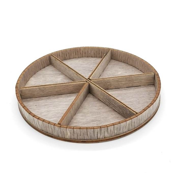 Tava de servire, Intrahome, plywood 3mm-4mm, 30x30cm, design circular, fabricata in Grecia