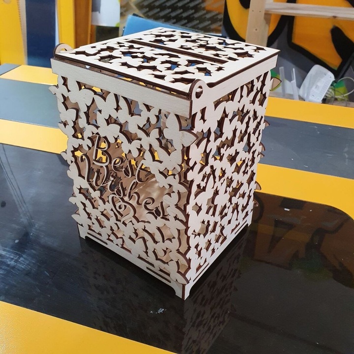 Cutie de dorinte pentru nunta din plywood, Intrahome, 20x20 cm, 4mm, personalizabil