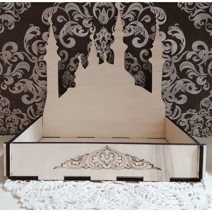 Tava servire set, Intrahome, plywood 3mm-4mm, 30x30cm, design Eid Mubarak