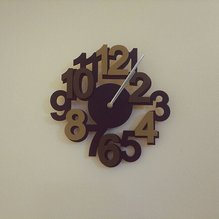 Ceas decorativ, Intrahome, plywood 3mm-4mm, 30x30cm, design cu numere
