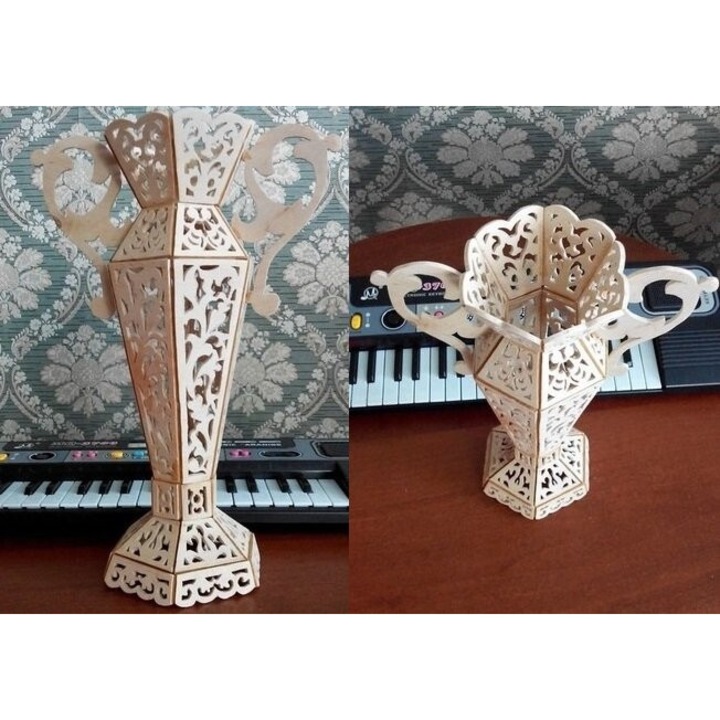 Vaza decorativa, Intrahome, plywood 3mm-4mm, 30x30 cm, design personalizat