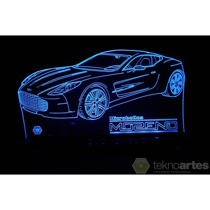 Veioza Aston Martin One-77, Intrahome, 20x20 cm, plywood 3mm-4mm, design personalizat