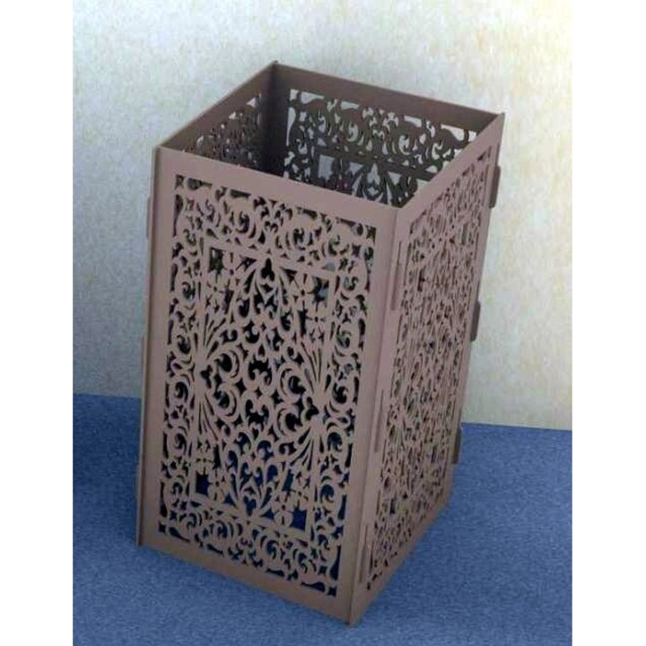 Vaza decorativa, Intrahome, plywood 3mm-4mm, 30x30cm, cu flori