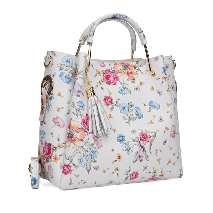 Poseta Piele Bryna - Floral, Geanta Casual din Piele Naturala, Geanta, Genti