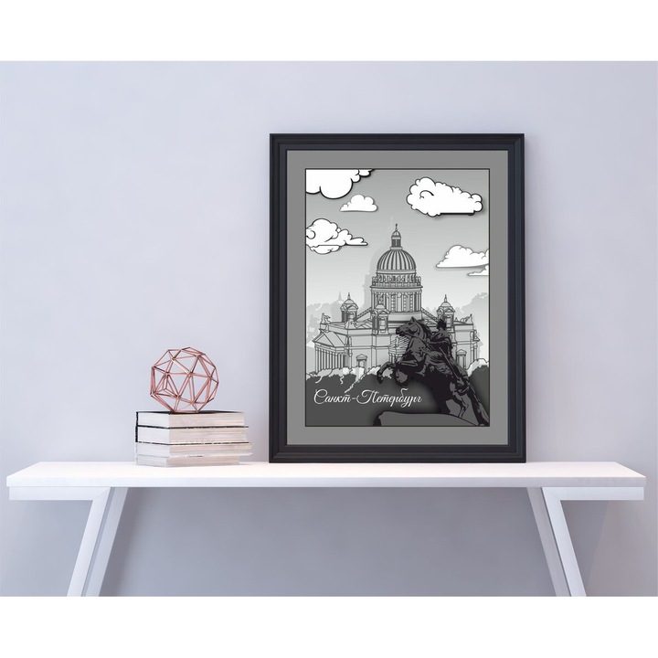 Tablou din placaj, Intrahome, model Calul de Bronz, 30x30 cm, 3mm-4mm, fabricat in Grecia