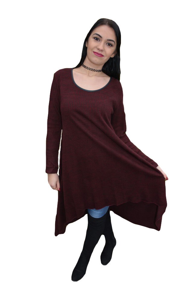 Rochie fashion cu croi asimetric, de toamna-iarna,masura mare,D&J Exclusive, Marsala