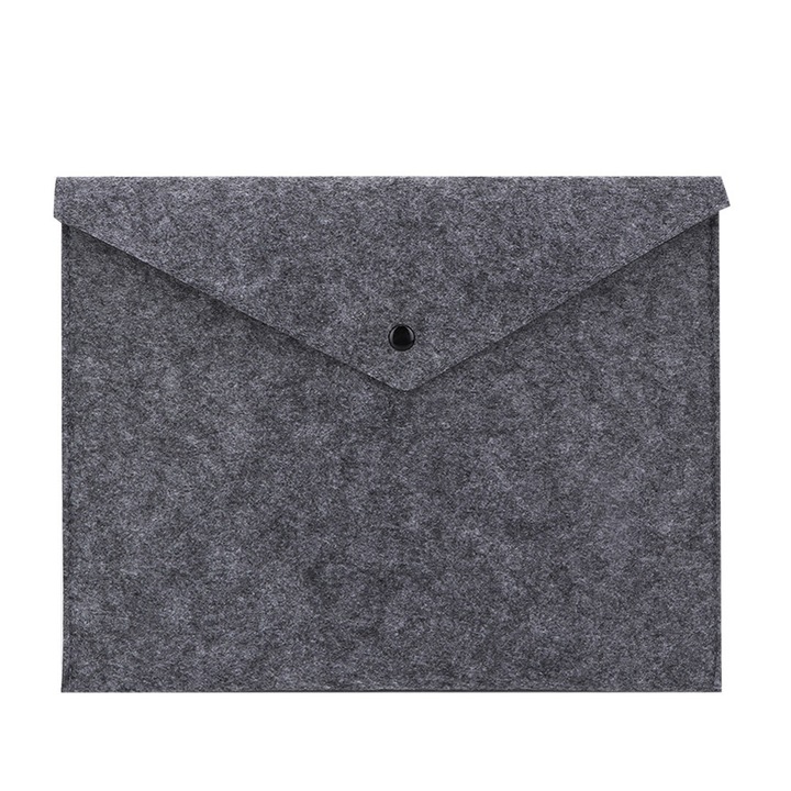 Geanta laptop HERUSI, material fetru, protectie, gri, M