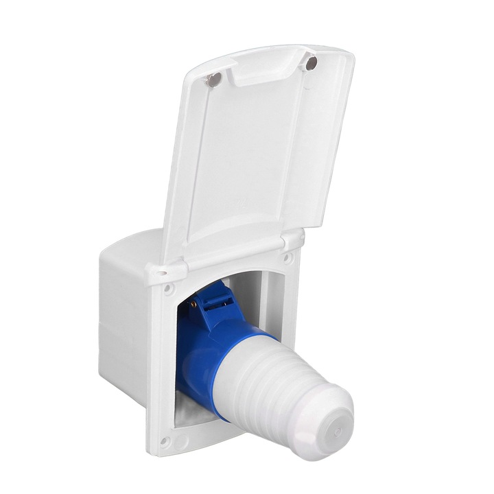 Priza 3 pini pentru rulote si remorci, montaj incastrat, alb, 32A 220V-250V