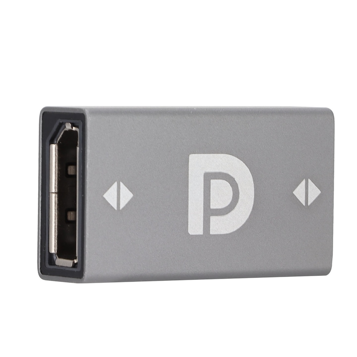 Adapter Média Konverterek Displayport Nőstény - Displayport Nőstény, audio-video átvitel, alumínium, plug and play