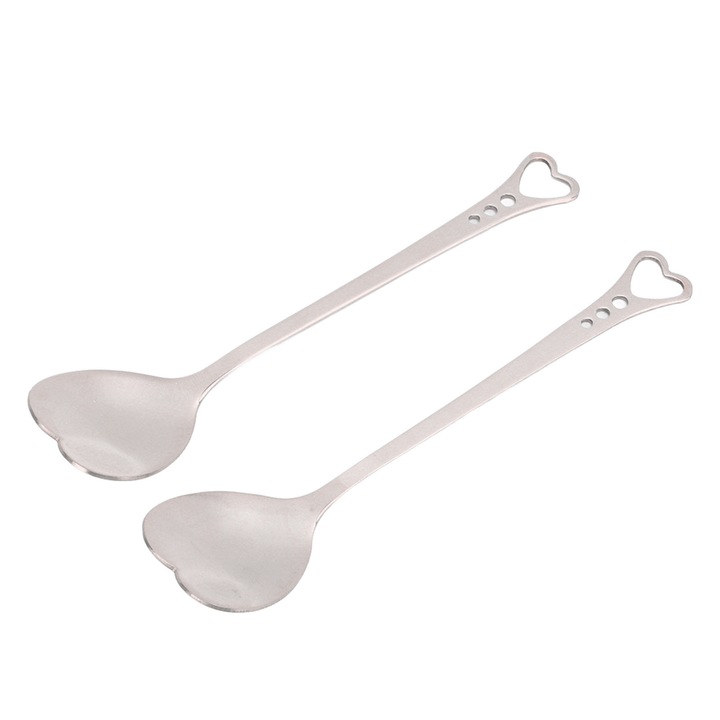 Linguri desert HERUSI set 2 inox ergonomic inima argintiu 14cm