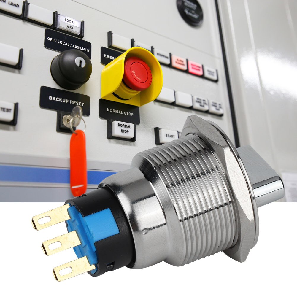 Switch rotativ din inox, 19mm, IP67, 3 pini, 2 niveluri - eMAG.ro