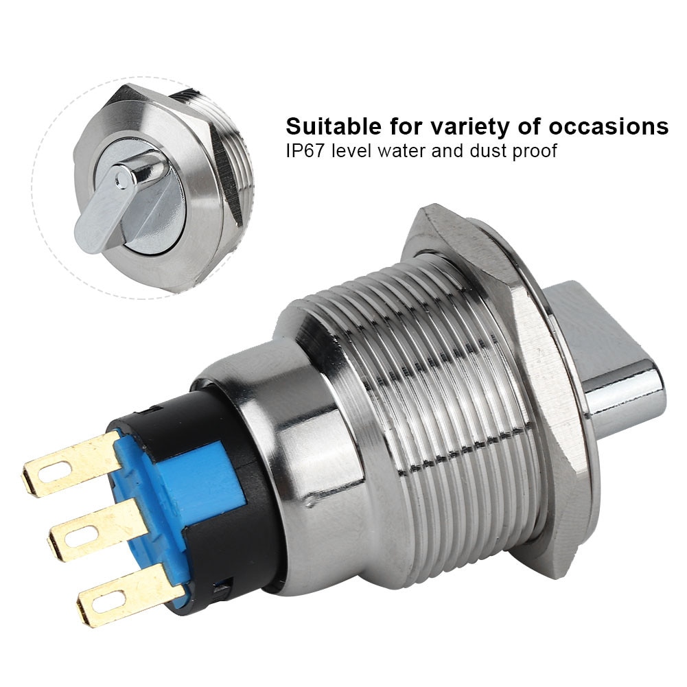 Switch rotativ din inox, 19mm, IP67, 3 pini, 2 niveluri - eMAG.ro