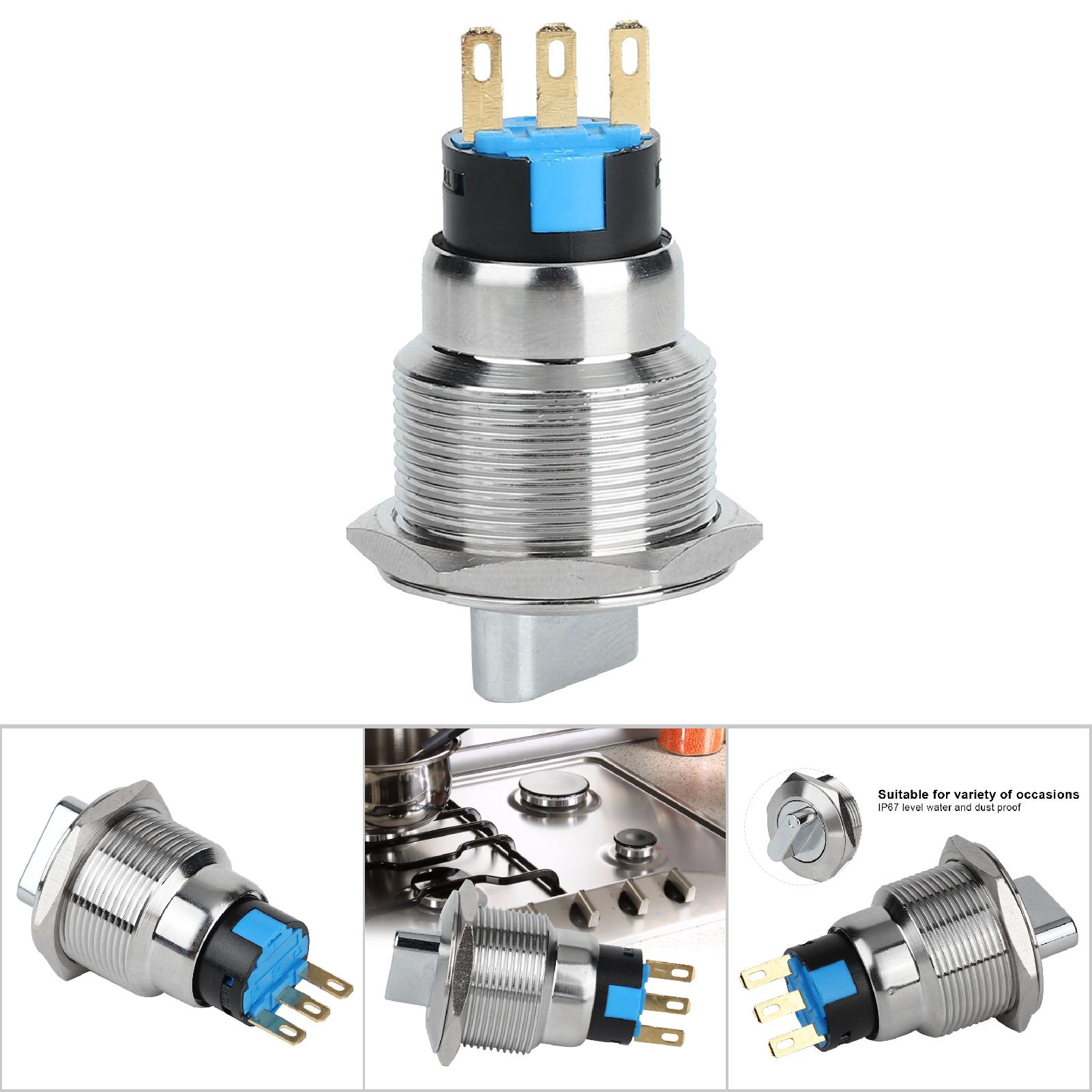 Switch rotativ din inox, 19mm, IP67, 3 pini, 2 niveluri - eMAG.ro