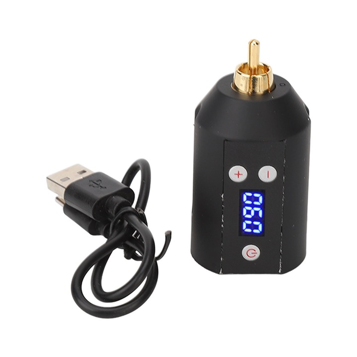 Alimentator tatuaj HERUSI ajustabil 3-12V, baterie 1500mAh, negru, portabil