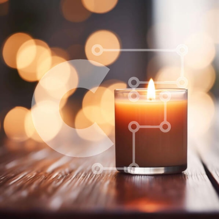 Puzzle din lemn Intrahome - Anamenno keri pe masa din lemn cu lumini Bokeh, 10x10 cm, 25 piese, cutie din lemn wenge