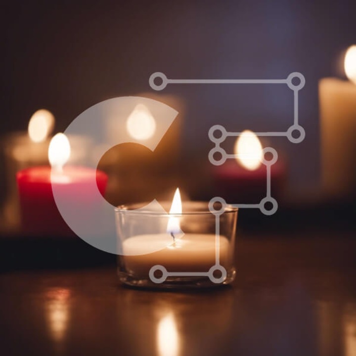 Puzzle din lemn Intrahome - Anemone de lumanari pe masa, 10x10 cm, 25 piese, cutie din lemn wenge