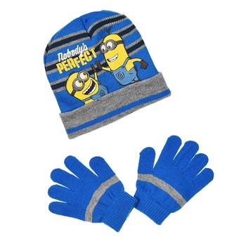 Set caciula+manusi Minions, Albastru, 52 cm Set caciula+manusi Minions, Albastru, 52 cm