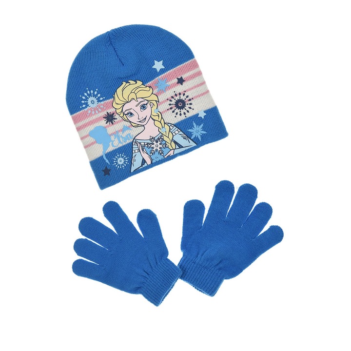 Set caciula+manusi Frozen, Albastru