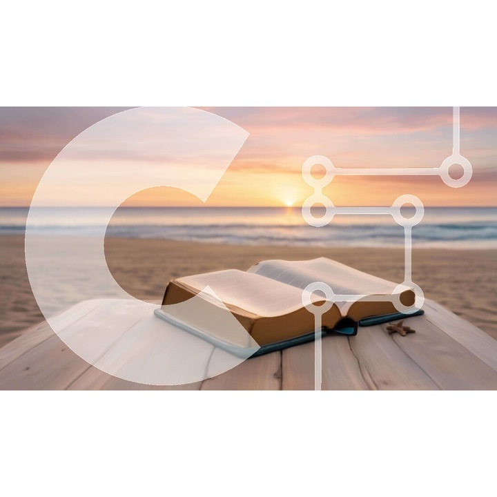 Puzzle din lemn Intrahome, 25 piese, imagine cu carte deschisa pe masa de lemn la plaja, 10x10 cm, cutie din lemn wenge