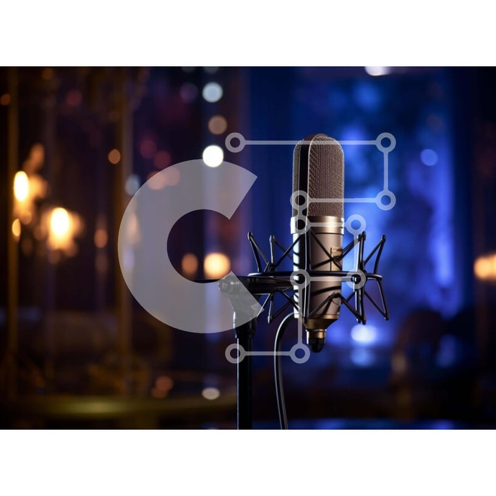 Puzzle din lemn Intrahome, microfon profesional pe masa, 10x10 cm, 25 piese, cutie din lemn wenge