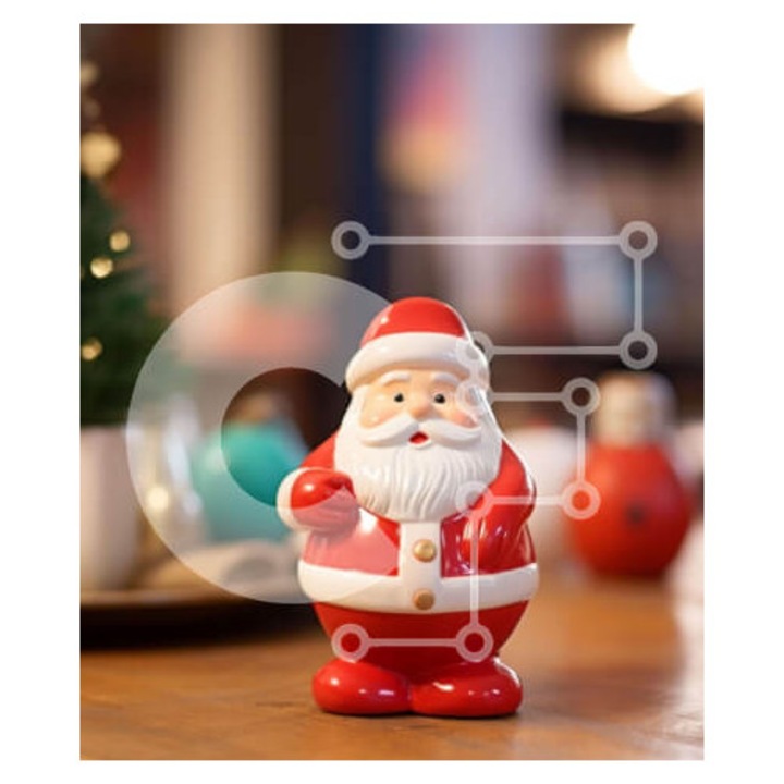 Puzzle Intrahome, 10x10 cm, 25 piese, imagine cu Sf. Nicolae pe masa de Craciun, cutie din lemn wenge