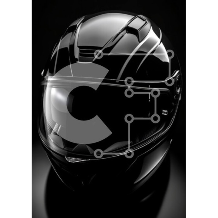 Puzzle din lemn Intrahome, craniu motocicleta, 25 piese, 10x10 cm, cutie din lemn wenge