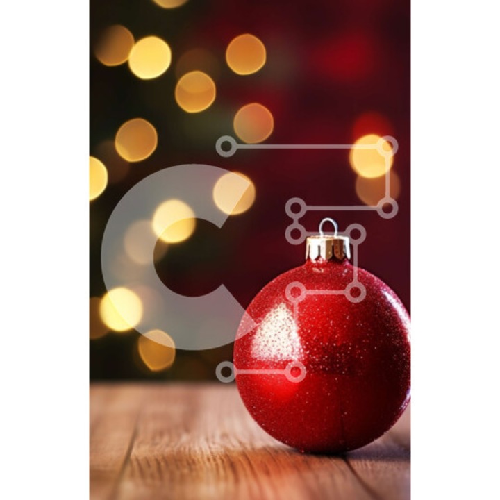 Puzzle Intrahome, 10x10 cm, 25 piese, imagine cu masa de lemn si brad de Craciun, cutie din lemn wenge