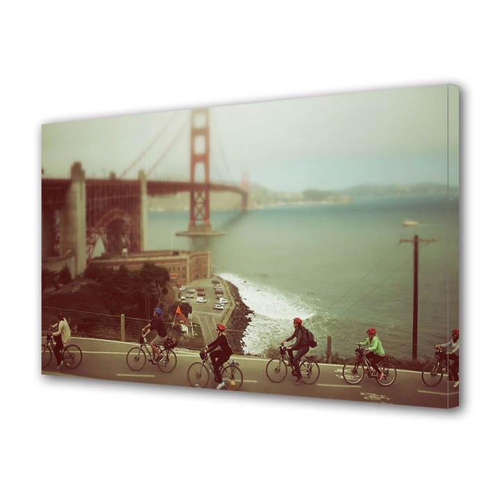 Tablou Canvas Vintage Aspect Retro La plimbare cu bicicleta 80 x 140 cm