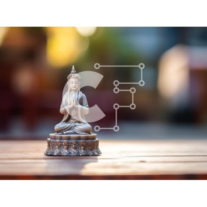 Puzzle din lemn Intrahome - Asemenio agalma al lui Bouda pe masa din lemn, 10x10cm, 25 piese, cutie din lemn wenge