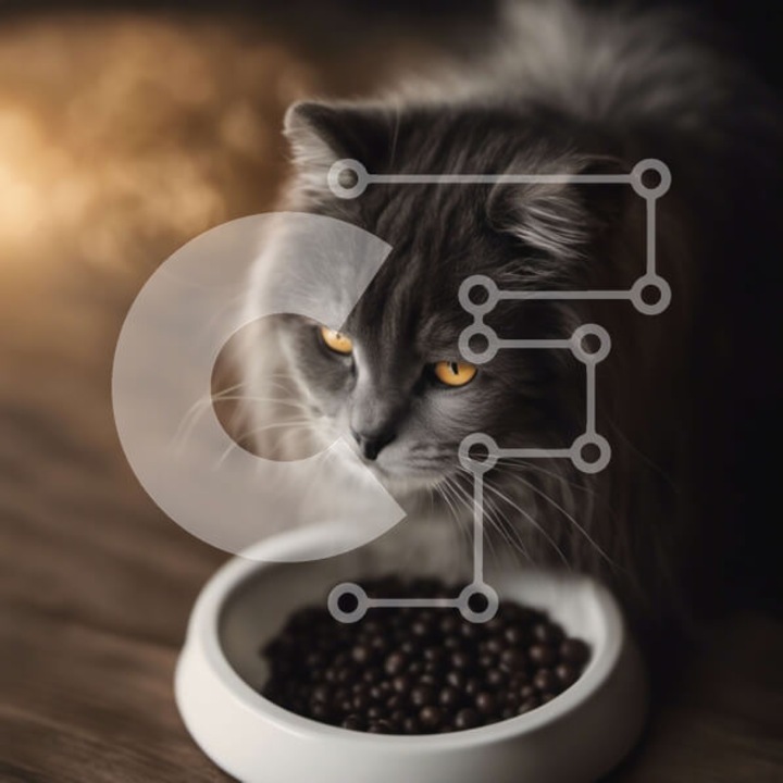 Puzzle Intrahome, 10x10 cm, 25 piese, imagine pisica, cutie din lemn wenge