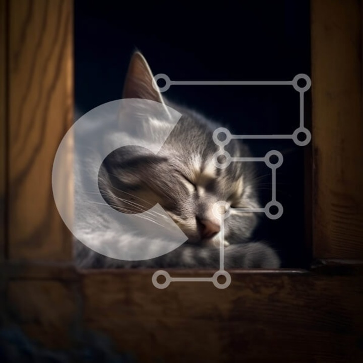 Puzzle Intrahome, 10x10 cm, 25 piese, imagine pisica, cutie din lemn wenge