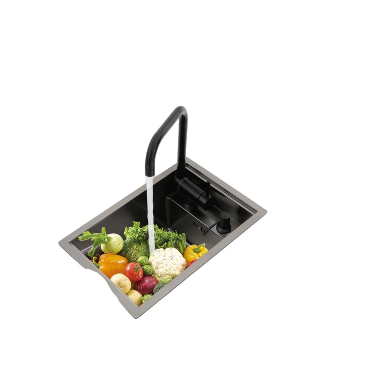 Chiuveta bucatarie, Otel inoxidabil, Negru