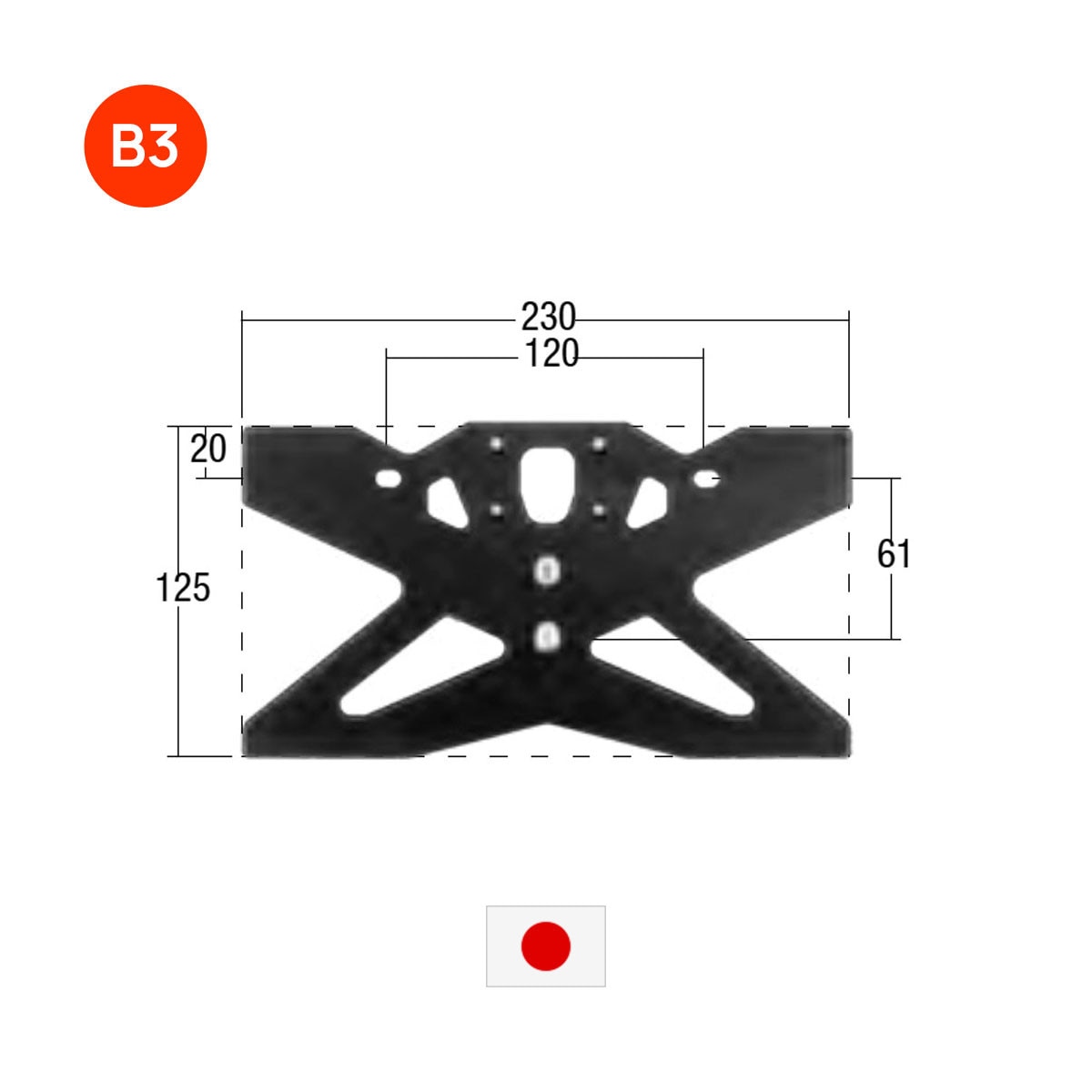 Kit suport numar de inmatriculare ajustabil Lightech B3, aluminiu