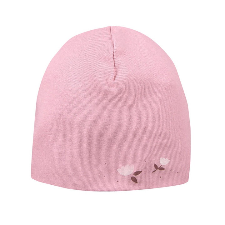 Caciulita bebe, fete, bumbac, roz cu flori