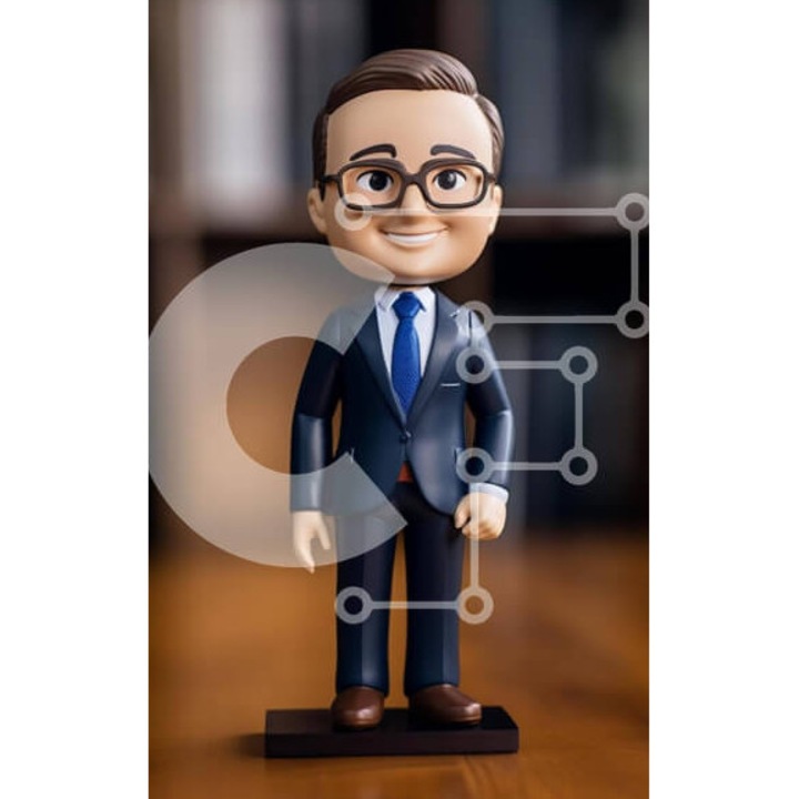 Puzzle din lemn Intrahome, 10x10 cm, 25 piese, design cu tema de afaceri, cutie din lemn wenge