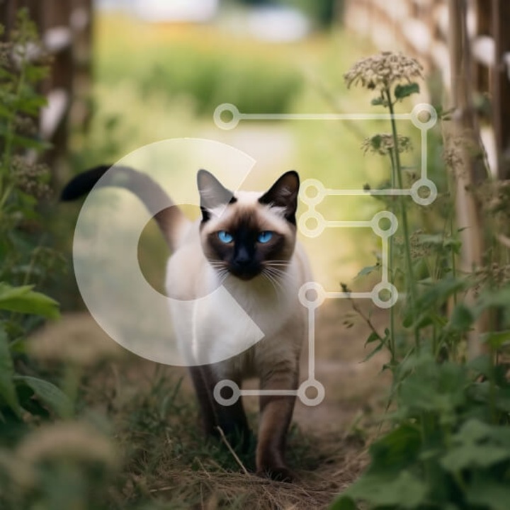 Puzzle Intrahome, 10x10 cm, 25 piese, imagine pisica siameza, cutie din lemn wenge