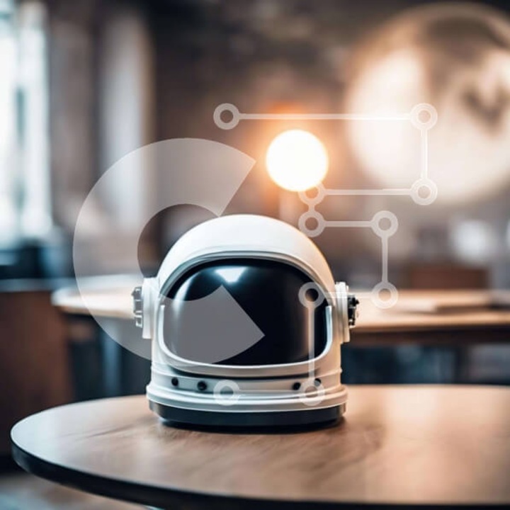 Puzzle din lemn Intrahome - Kranos astronauton pe masa, 10x10cm, 25 piese, set in cutie de lemn wenge