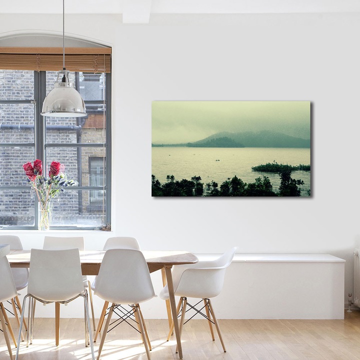 Tablou Canvas Vintage Aspect Retro Vegetatie pe lac 70 x 100 cm