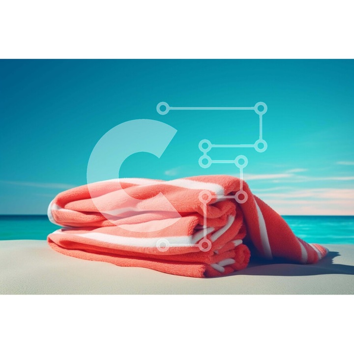 Puzzle din lemn Intrahome - Scena de plaja cu prosoape roz si albe, 10x10 cm, 25 piese, set in cutie de lemn wenge