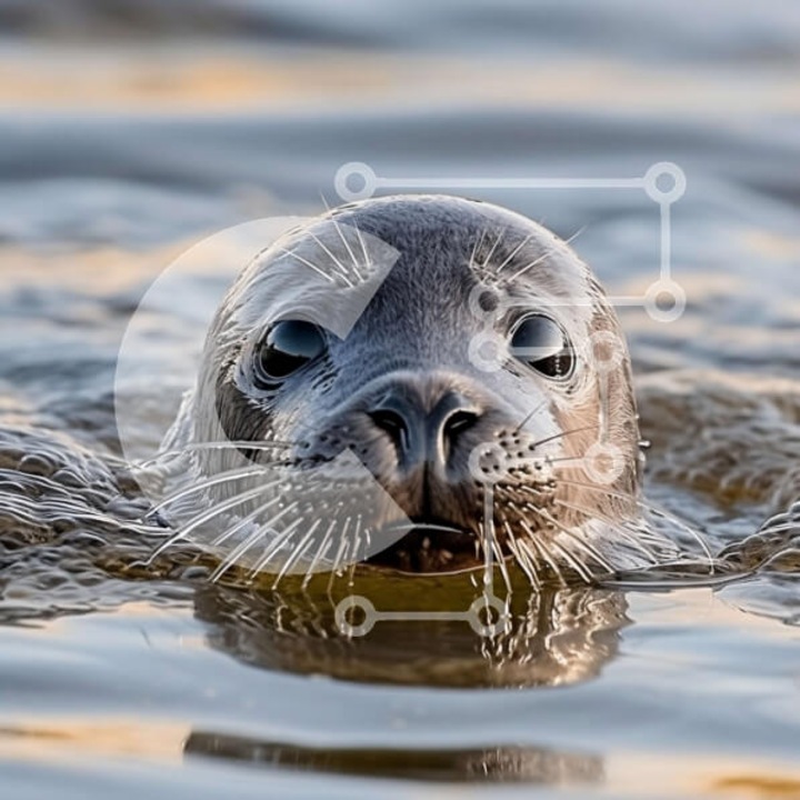 Puzzle Intrahome, 10x10 cm, 25 piese, design foca gri, cutie din lemn wenge