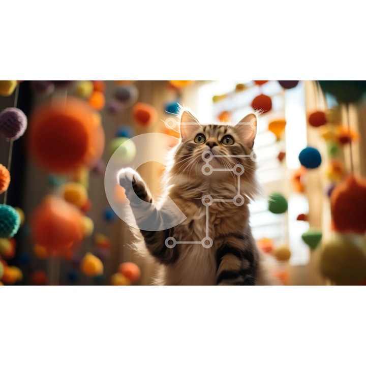 Puzzle Intrahome, 10x10 cm, 25 piese, imagine cu pisici, cutie din lemn wenge